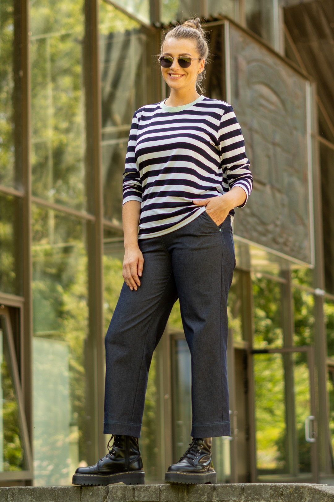 Джемпер ANDINA 414 белый-синий - фото 1